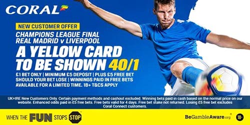 Get 25/1 ANY Yellow Card in the Champions League final Real Madrid v