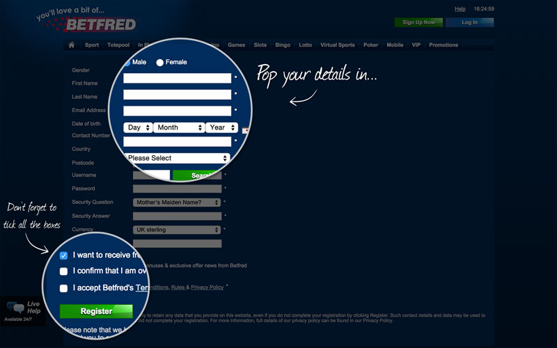 Betfred Registration