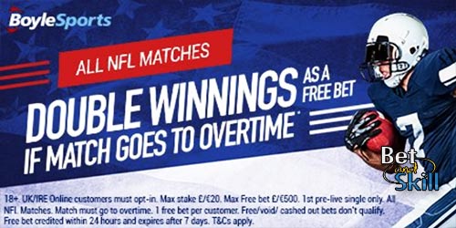NFL Double Winnings up to £500 at Boylesports if the Match goes to Overtime