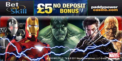 Paddy Power Casino: Play your favourite Marvel Slots with a £5 free no deposit bonus